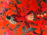 Orange Bird Cotton Velvet Fabric